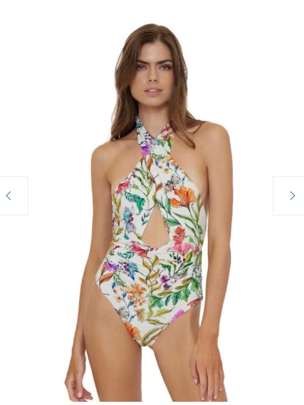 PQ Swim Celine One piece White Floral Halter Swimsuit NWT